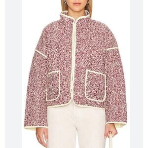 Quilted Floral Print Jacket Women's Size Medium